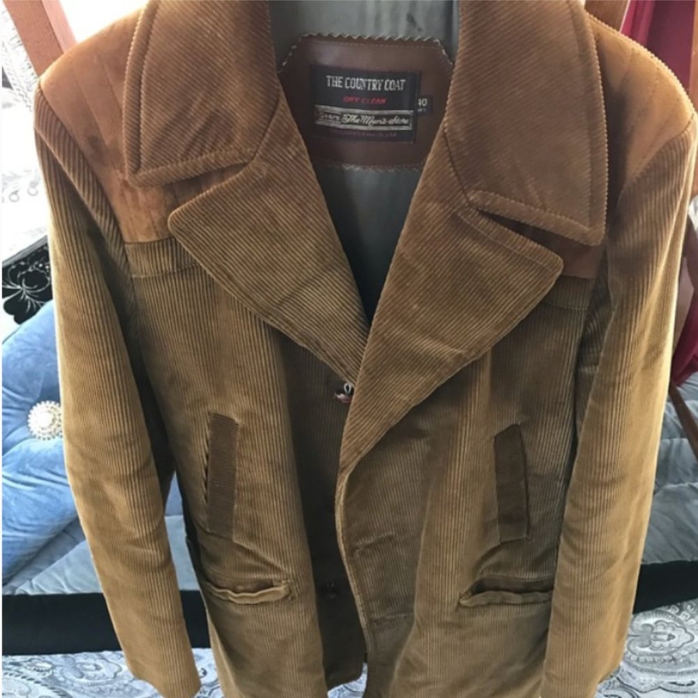 Country Coat by Sears Corduroy Overcoat, vintage 70s -80s, size 40